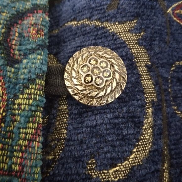 Indigo Moon | Vintage Multi Color Embroidered Tapestry Patchwork Jacket | Size L - Picture 5 of 14